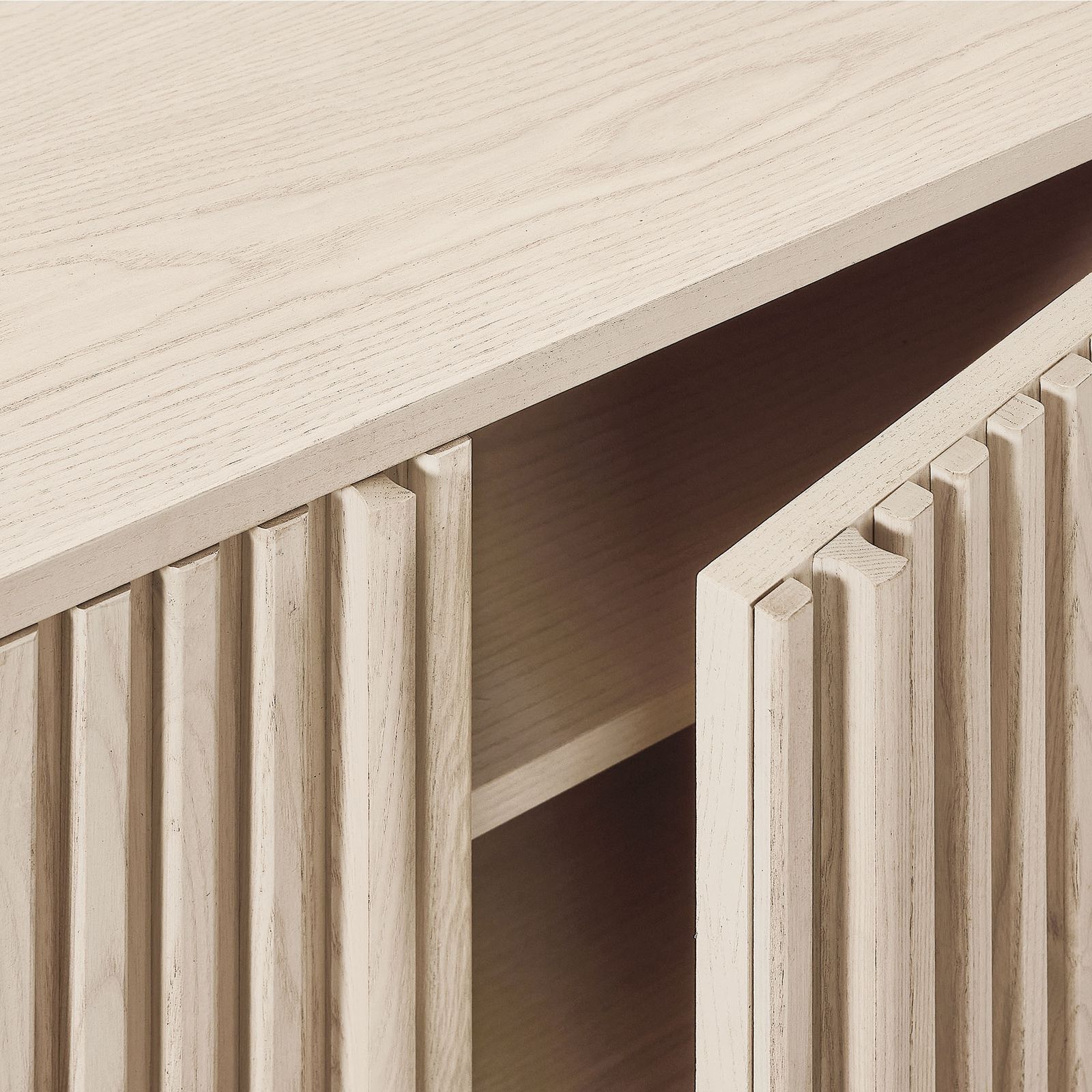 Sabina 84 inch White TV Stand with Solid Ash Door and Adjustable