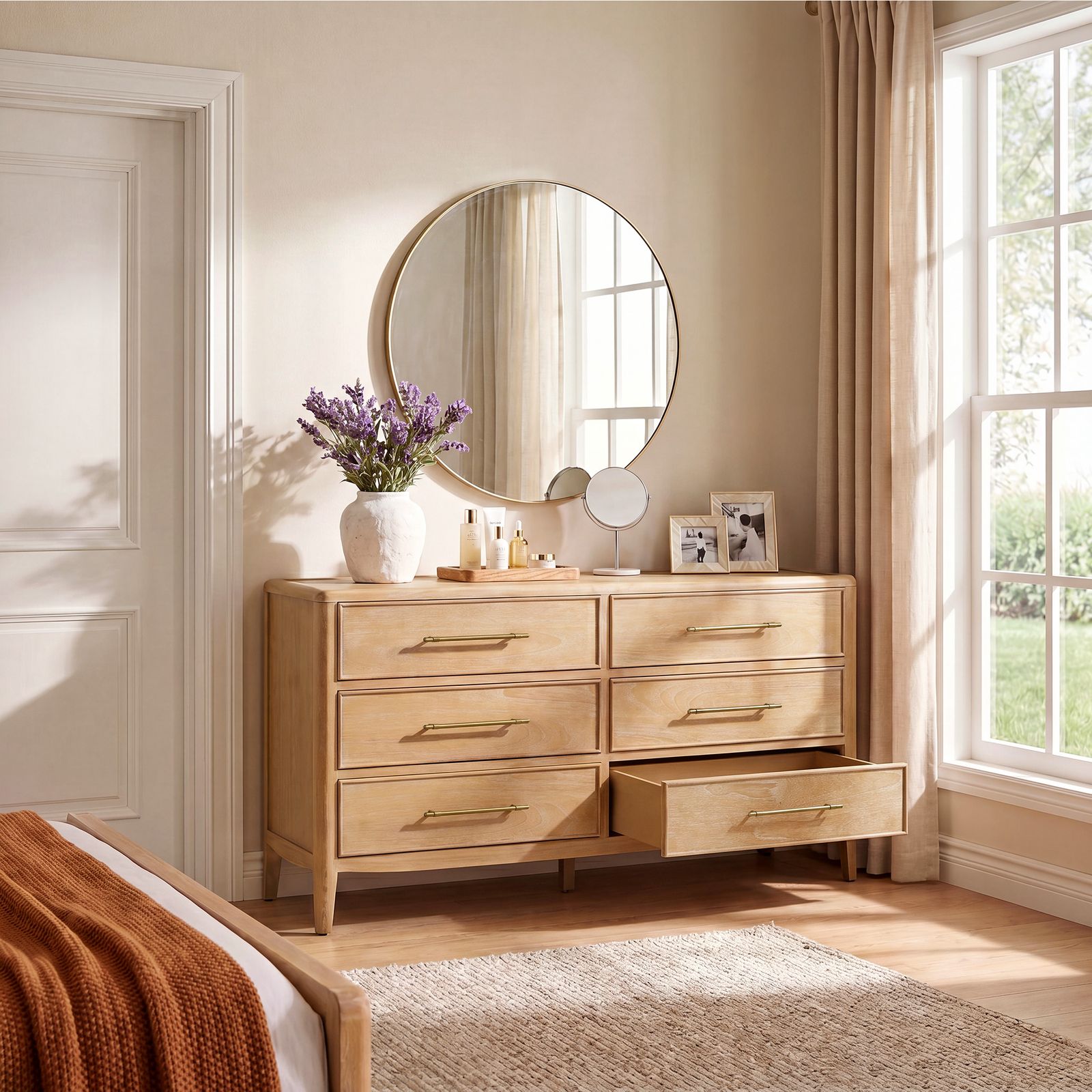 light wood dresser with gold hardware 65