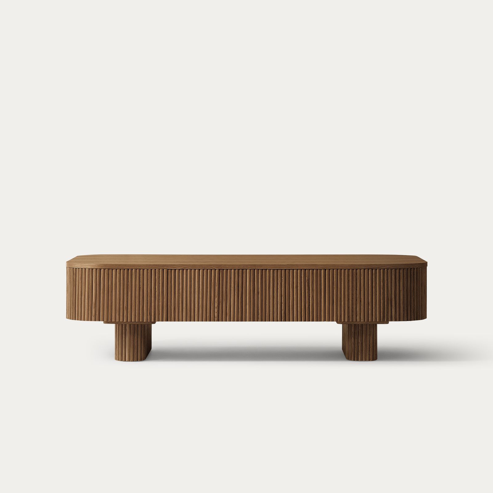 新品！Apero Wood Table LOWタイプ ブラウン 大幅再値引き！ Marisol 55 inch Brown Fluted Coffee Table with Drawers & Solid Oak