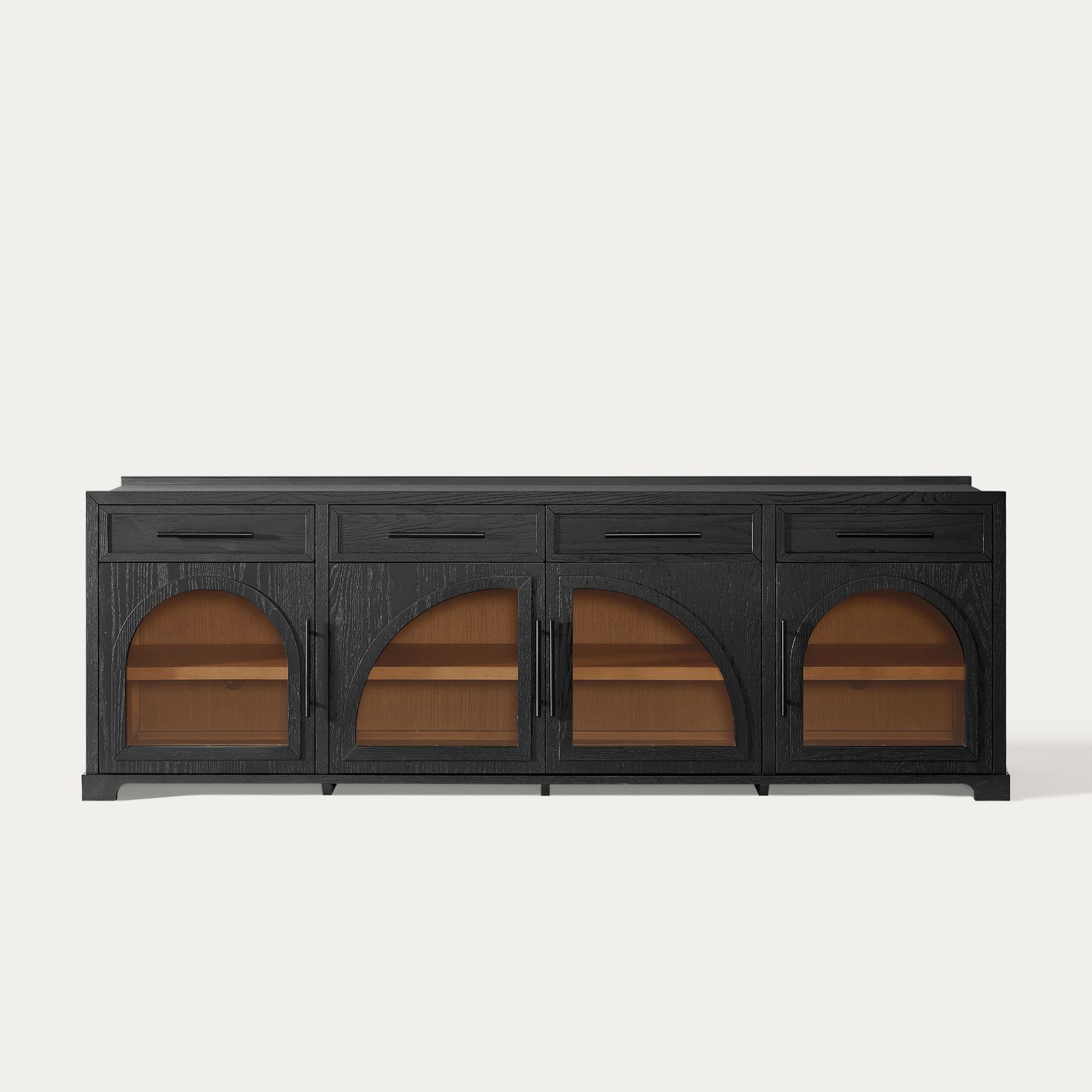 Jardine 84 inch Black Arched TV Stand with 4 Drawers & Adjustable
