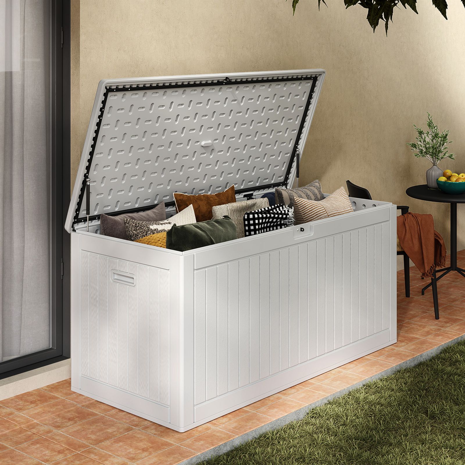 Yitahome | 260 Gallon Extra Large White Deck Box Outdoor Garden