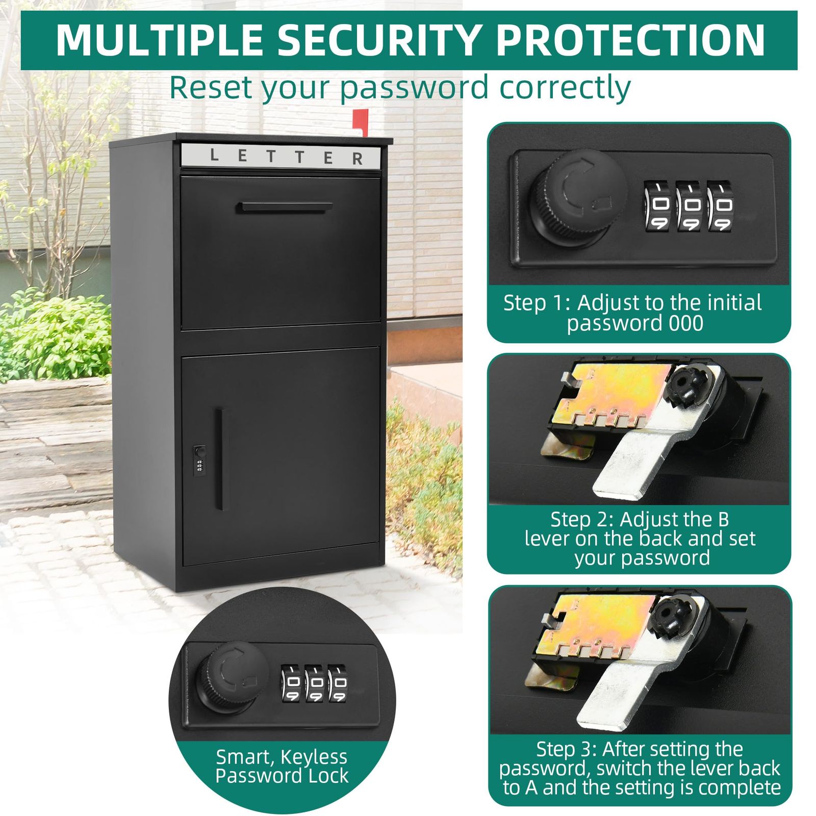 Yitahome | Metal Extra Large Outdoor Package Drop Box with Coded Lock