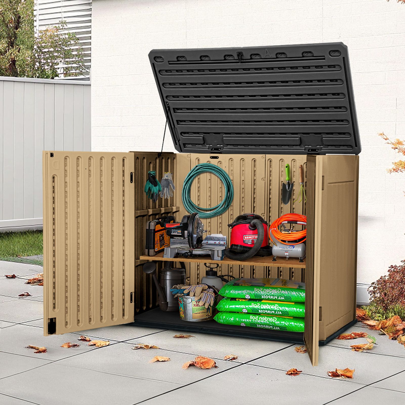 家具 Y_____uzuzu Yitahome | 4.43 x 2.76 x 3.85 ft Brown Horizontal Storage Shed