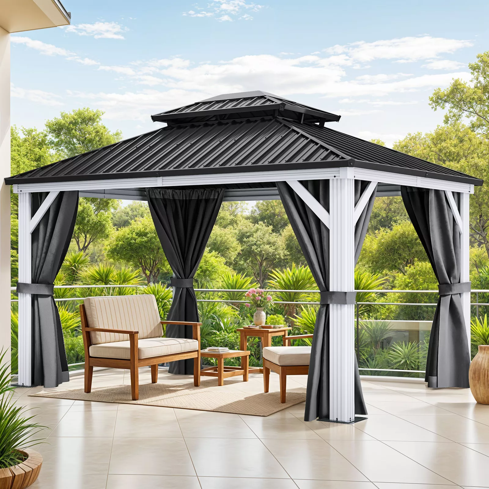 Yitahome | K17 10x12ft Outdoor Small Hardtop Gazebo in White