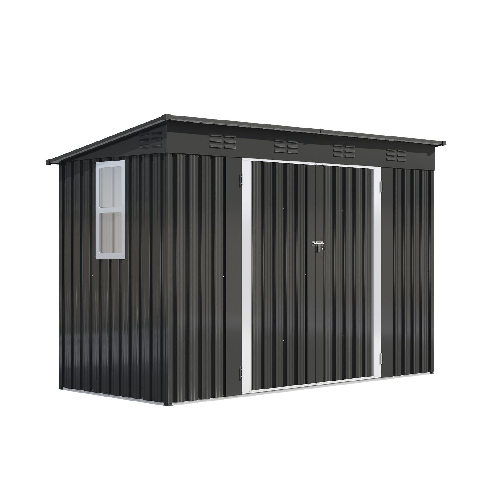 Yitahome | 9 x 4 ft Dark Gray Large Shed House with Lockable Doors