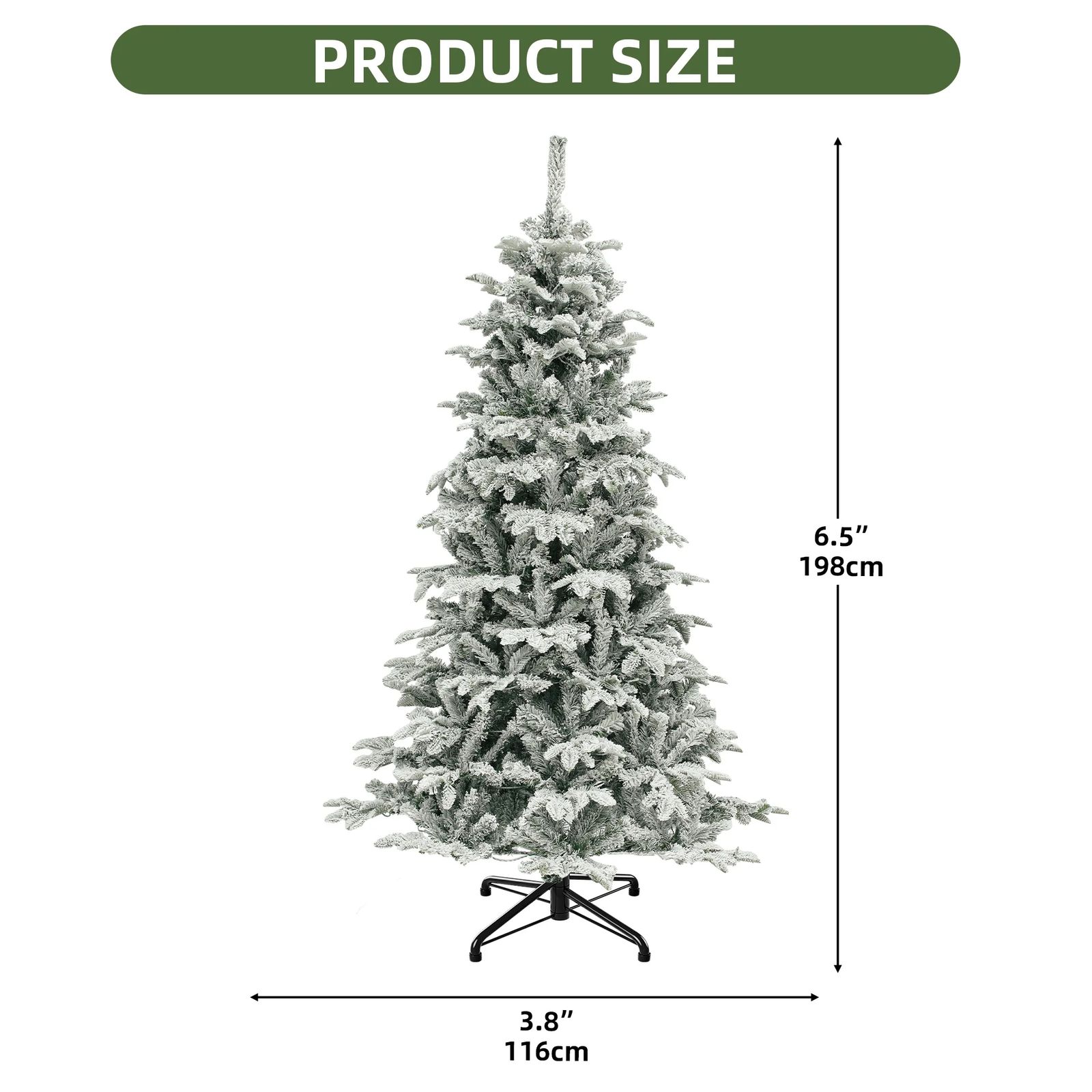 Yitahome | 6.5 FT White Flocked Christmas Tree with 760 Thickened
