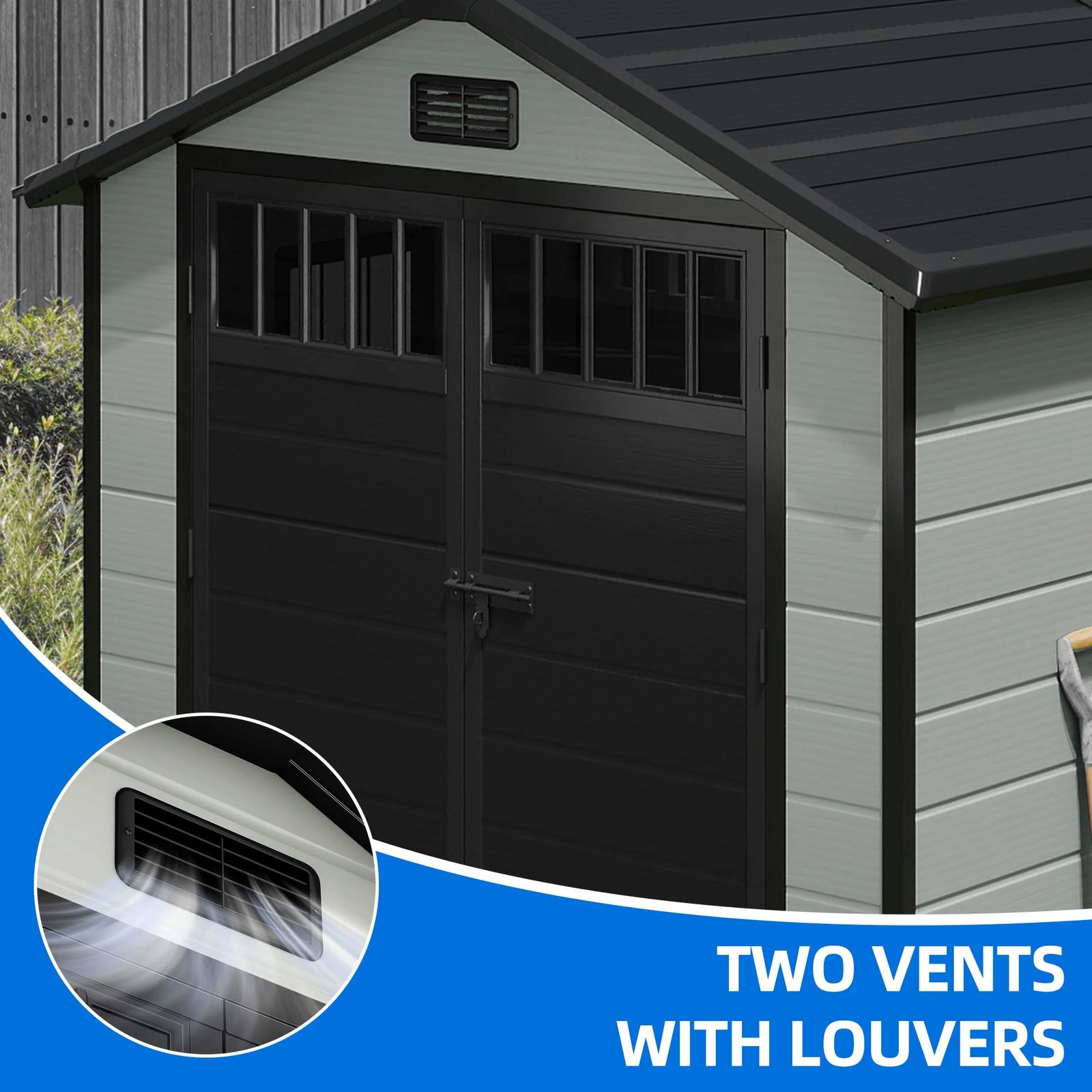 Yitahome | 6x4.4 FT Blue-Gray Outdoor Resin Shed with Floor and