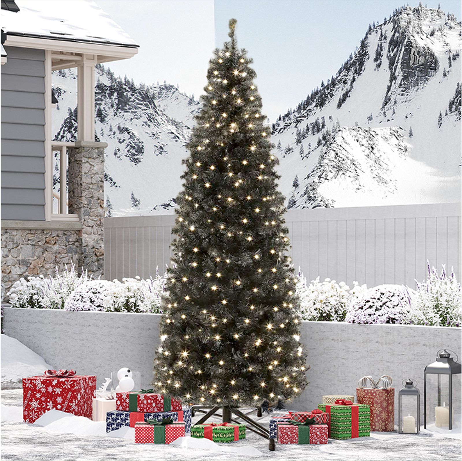 Yitahome | 6ft Black Prelit Spruce Artificial Christmas Tree with