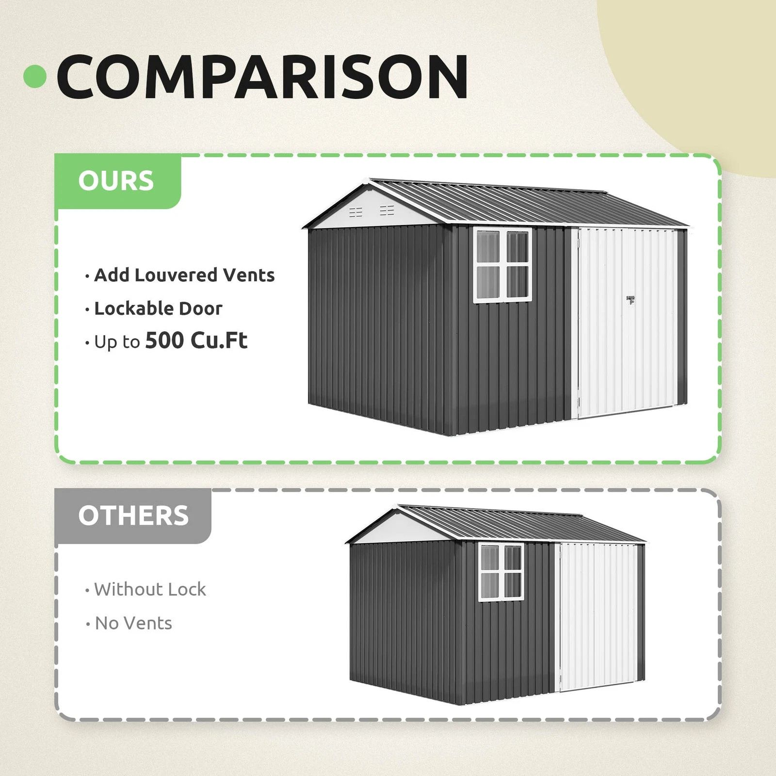 はやと Yitahome | 8 x 10 ft Metal Garage Shed with Sloped Roof & Window