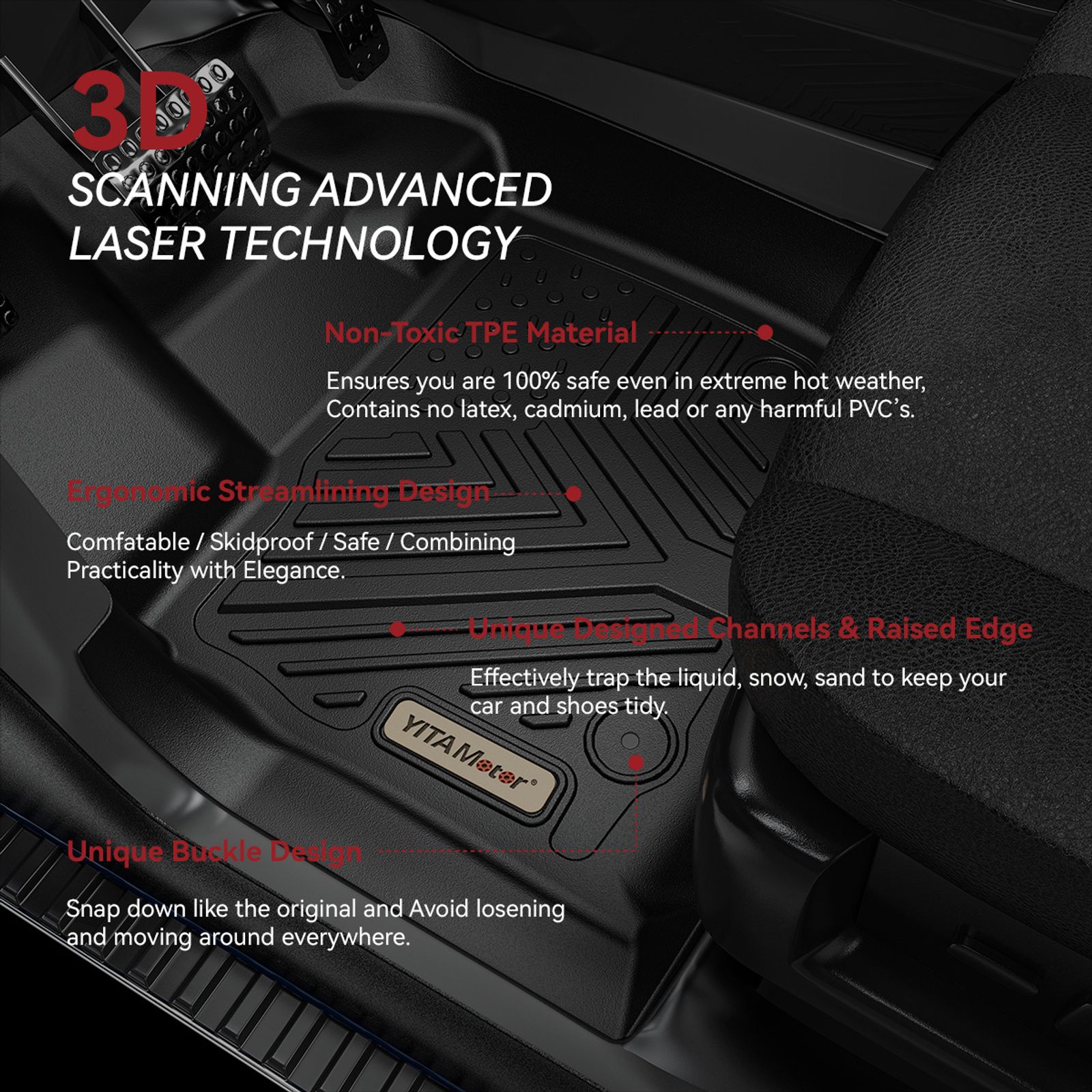 Voor Ford F 150 F150 2015 2016 2017 2018 2019 2020 2024 TPE 3d Auto Vloermatten Linker Roer Accessoires Pompompur 3328146430