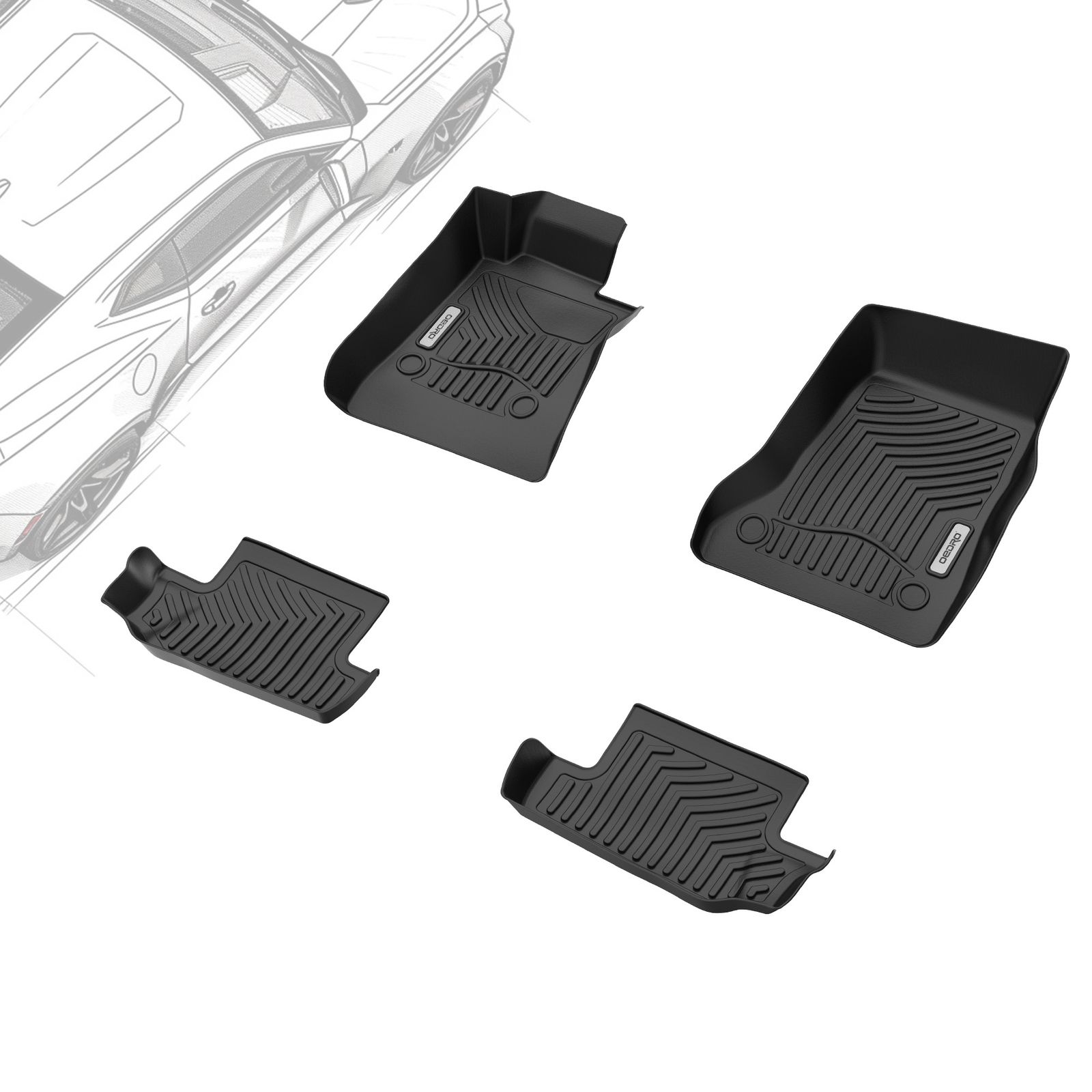 OMAC Semi-Custom Black All-Weather Floor Mats For Chevy Camaro – 4-Piece Set