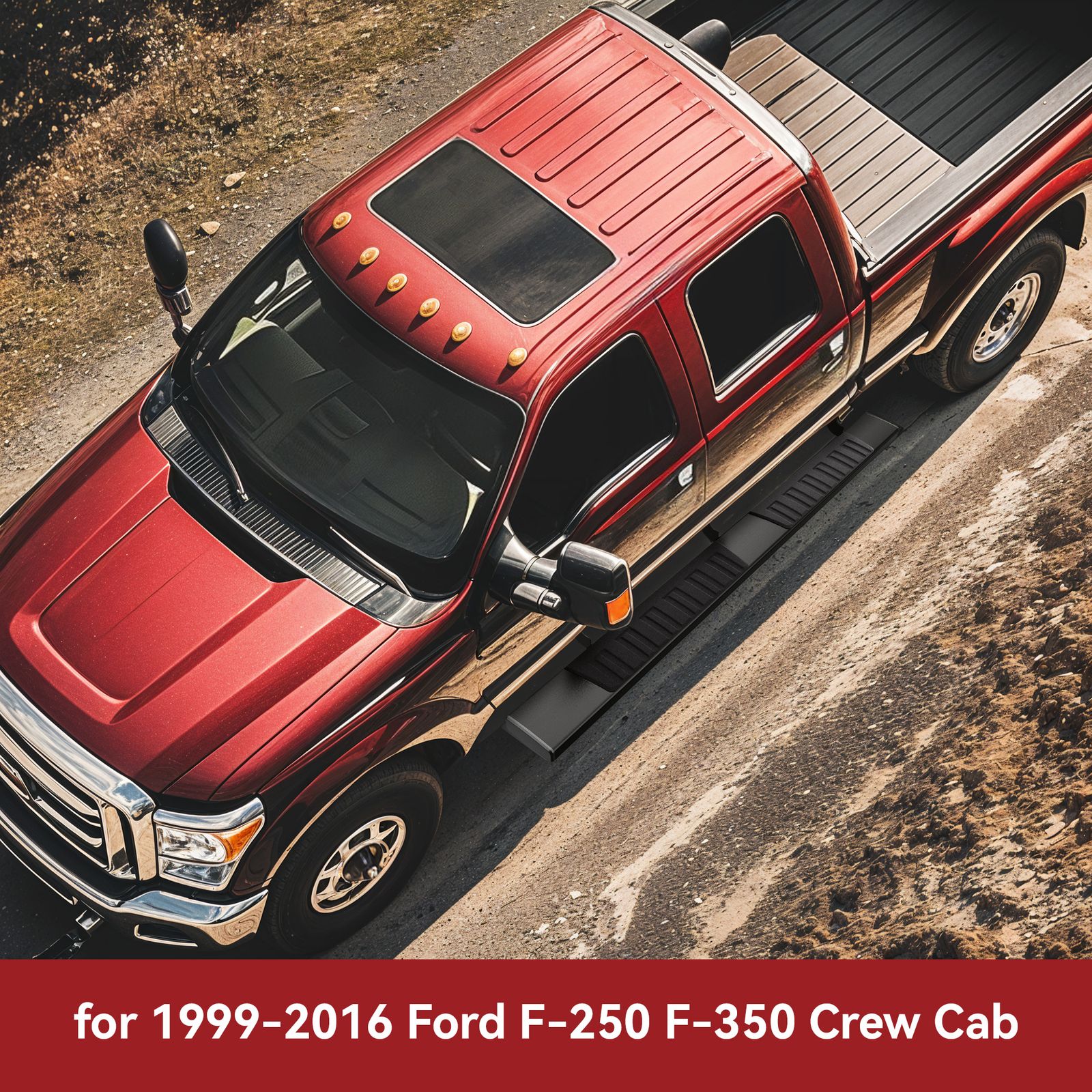 Running Boards For 1999-2016 Ford F-250/F-350/F-450/F-550 Super Crew Cab - Stainless Steel Side Steps