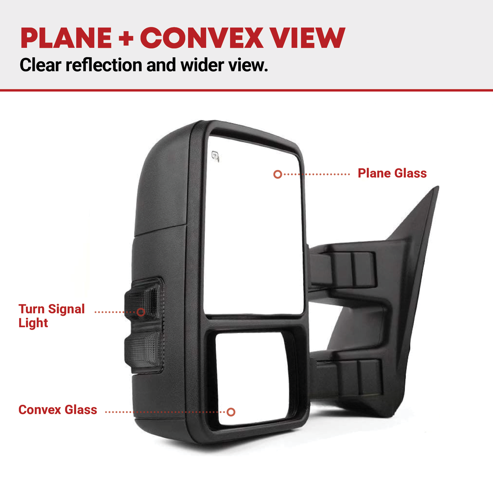 thumbnail image 2 of PZ Power Heated Towing Mirrors Pair For Ford Super Duty & Excursion - Extendable With Signal Lights 2 of 4
