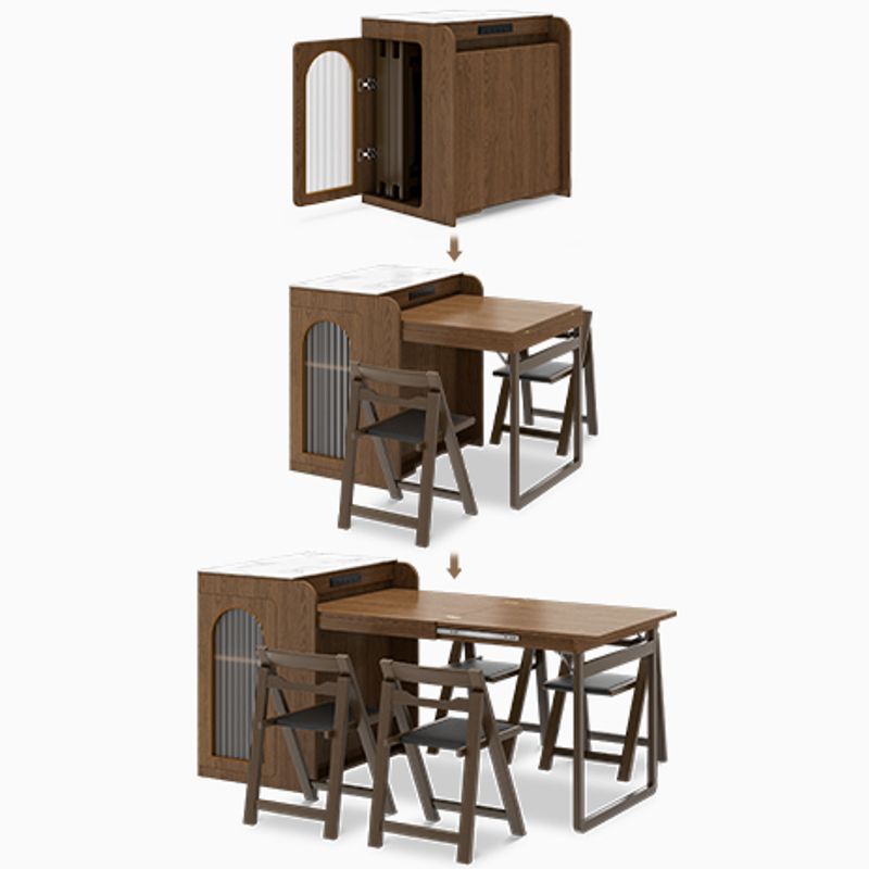 The innovative folding table is well-designed to minimize wasted space and maximize utility.