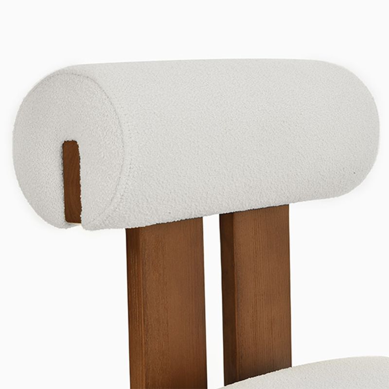 Brown Ash Wood Dining Chair with Upholstered Back