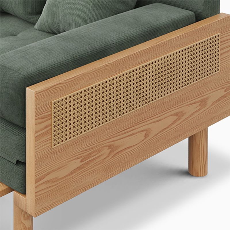 sofa bed with solid wood armrest