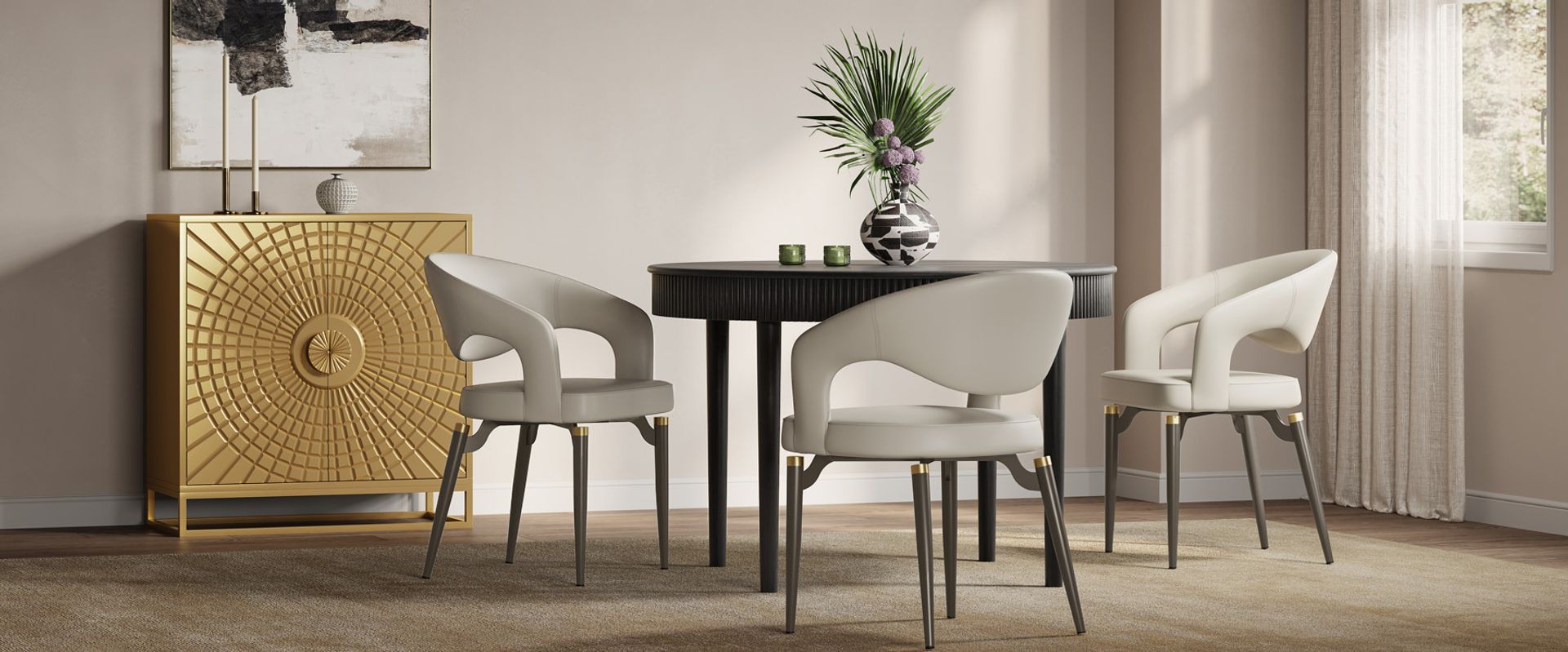 White Faux Leather Dining Chair for Dining Room