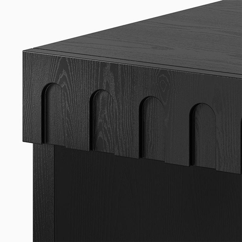 black home office desk with arched design