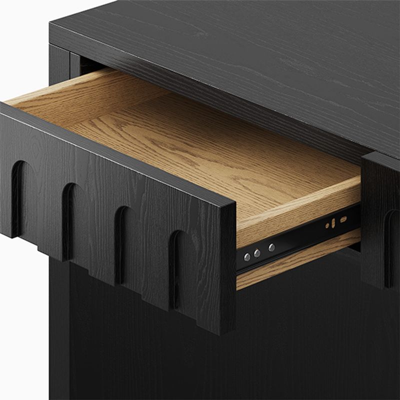 black home office desk with drawer