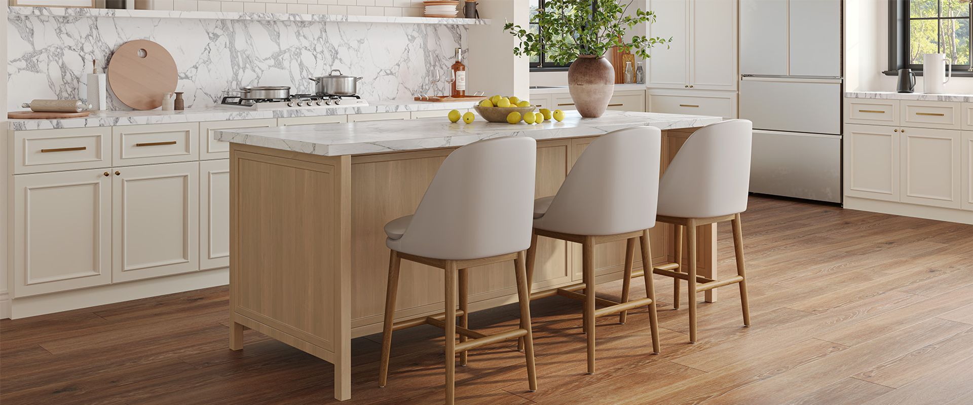 Brown Ash Wood Counter Stool for Kitchen