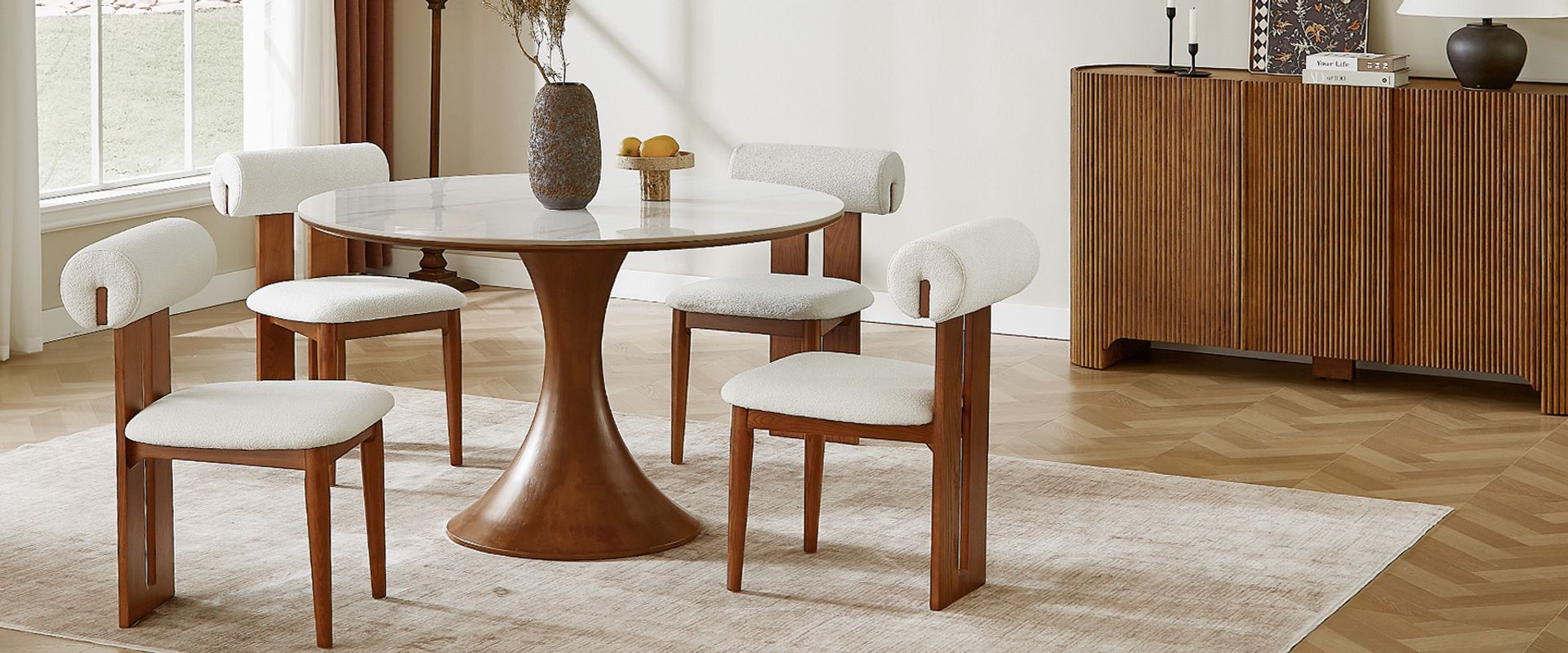 Ash Wood Dining Chairs Set for Dining Room