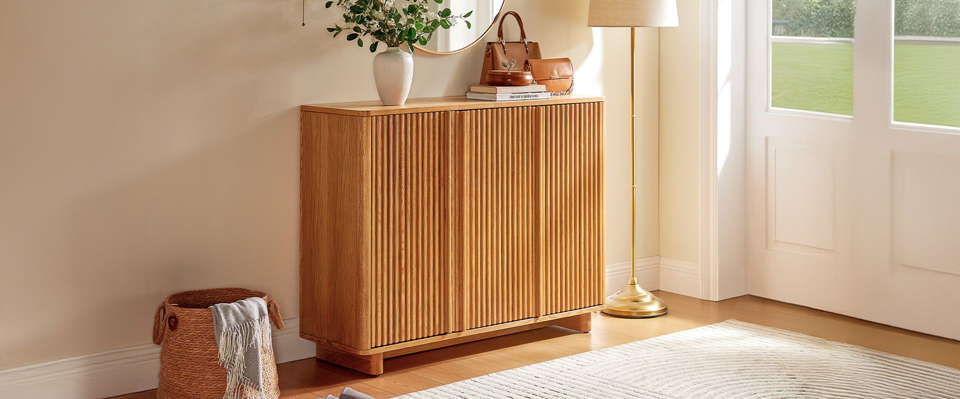 natural entryway shoe storage