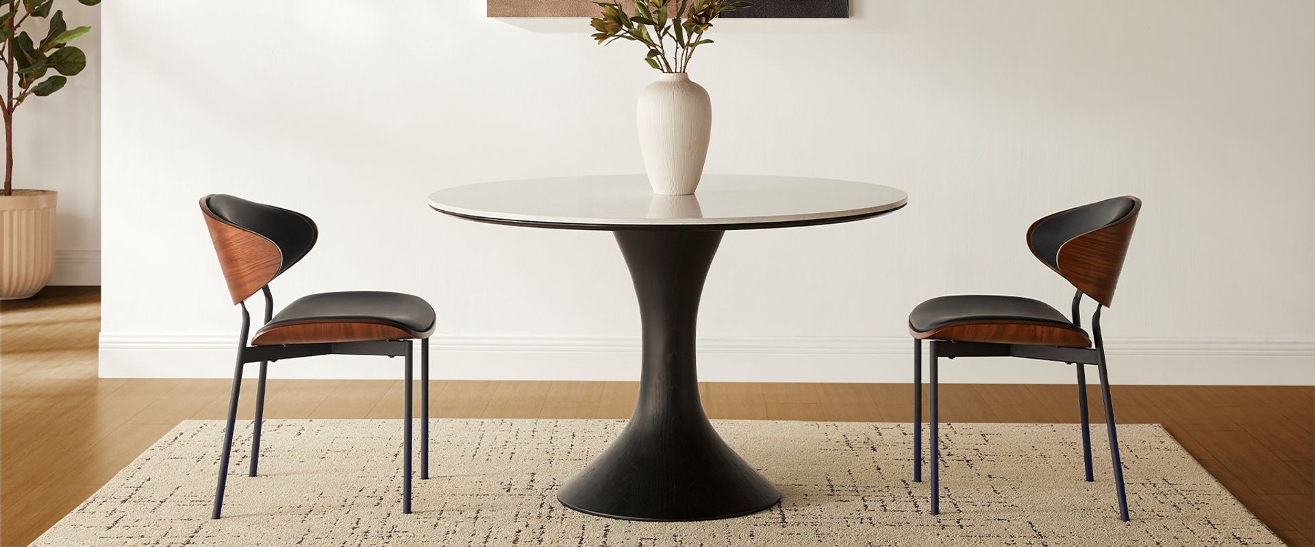 48 Inch Round Sintered Stone Dining Table for Dining Room