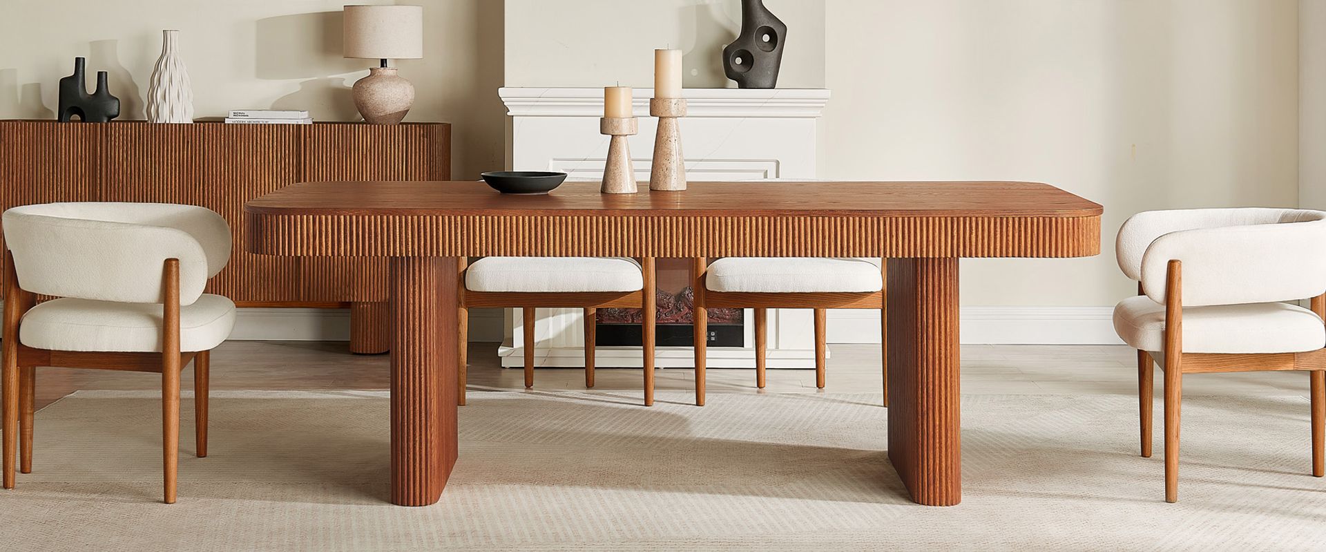 84 Inch Solid Wood Dining Table for Dining Room