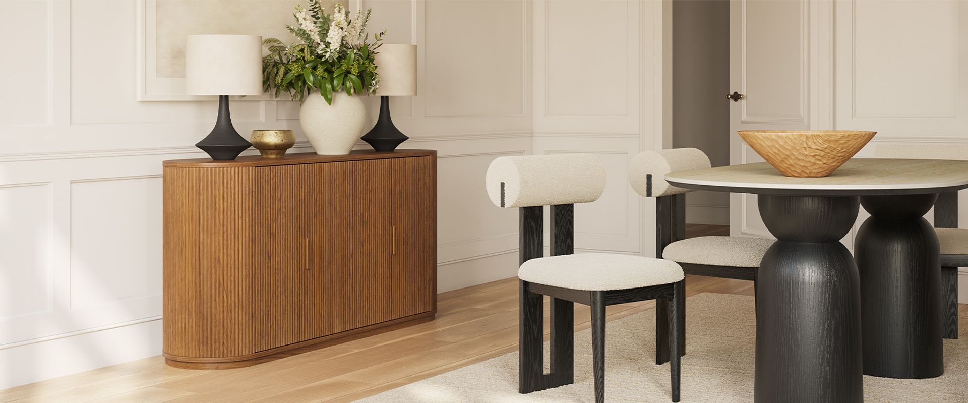 fluted wood sideboard