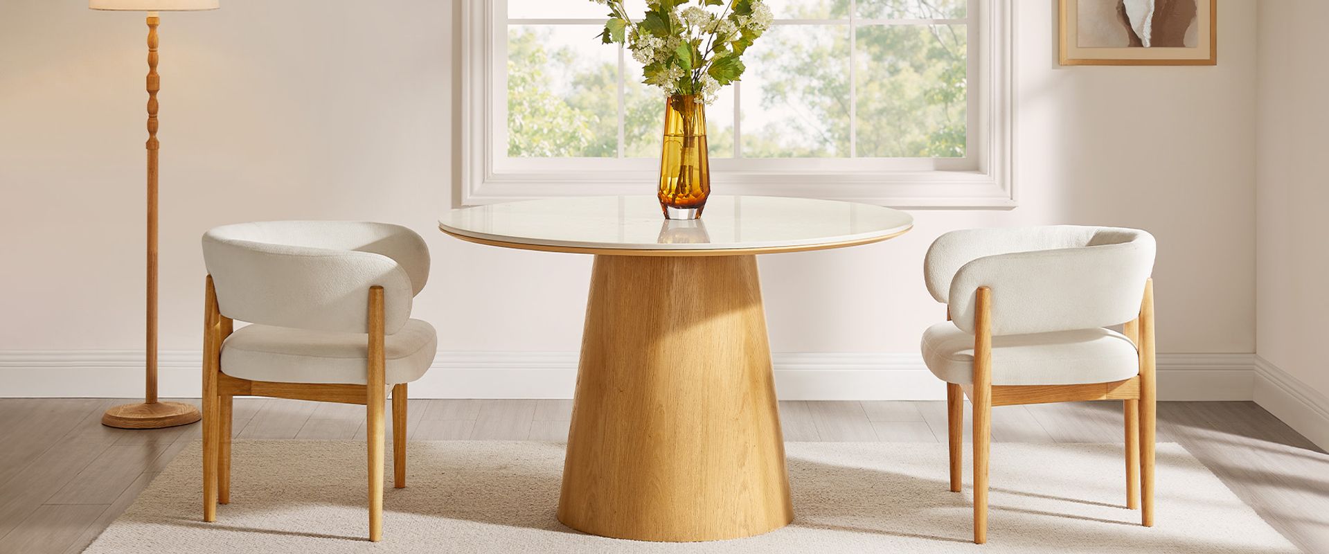 47 Inch Round Marble Dining Table for Dining Room