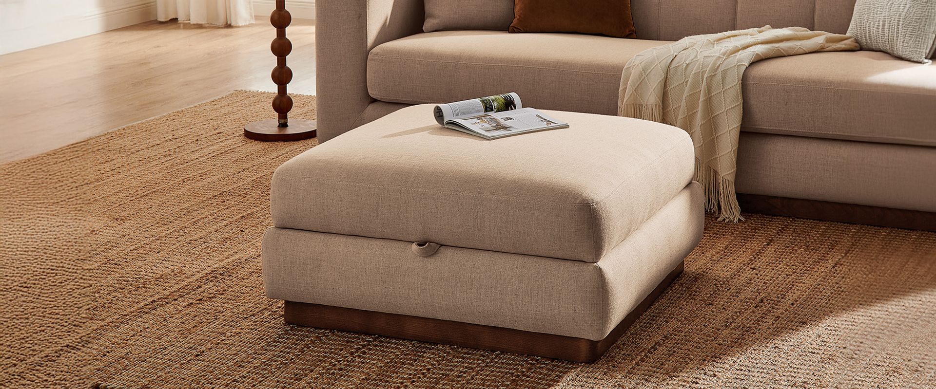 sand upholstery ottoman 