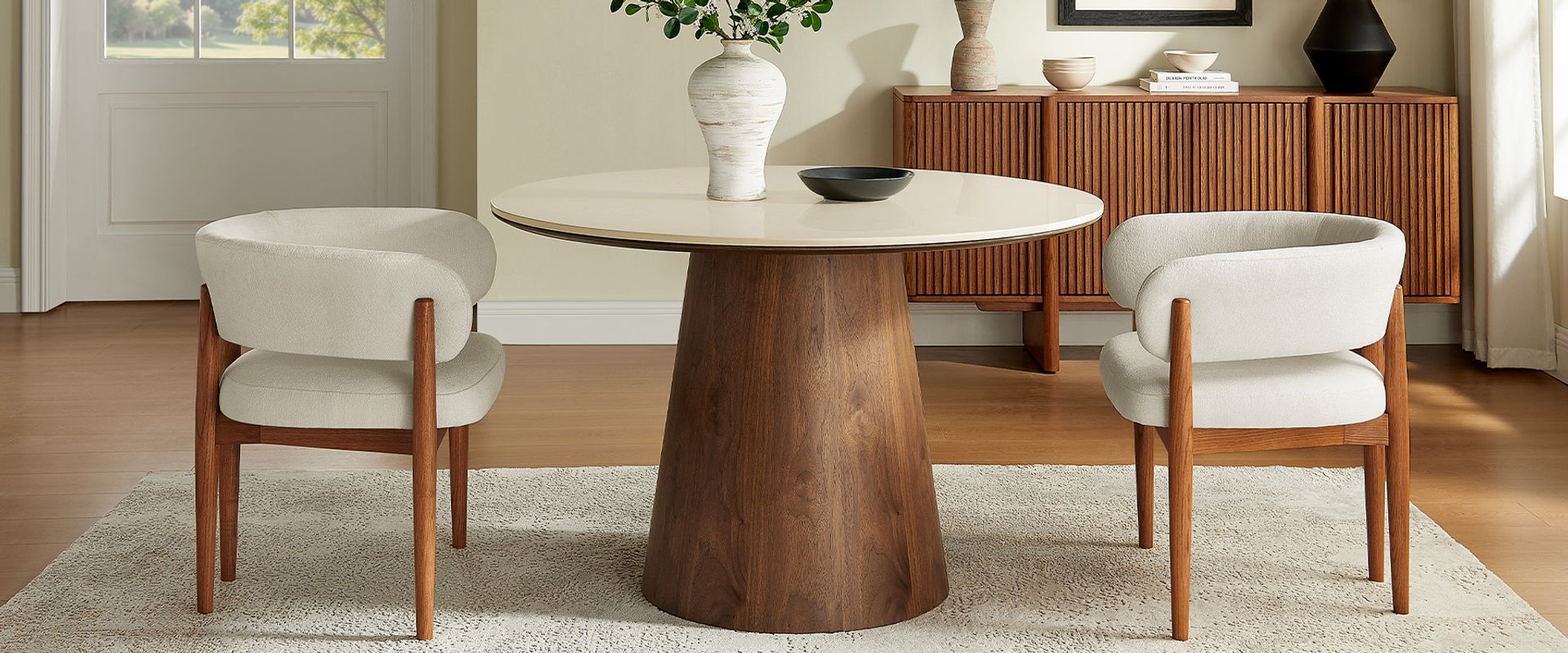 47 Inch Round Marble Dining Table for Dining Room