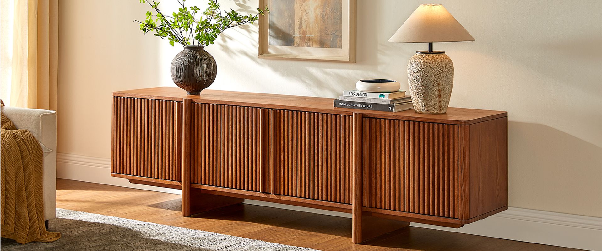 84 inch Ash Wood TV Stand