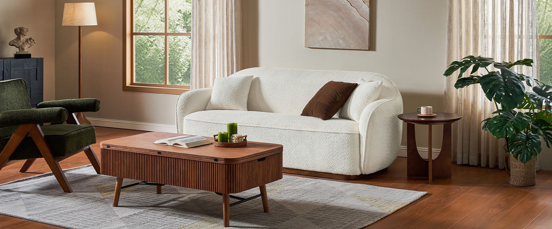 Bouclé loveseat sofa 