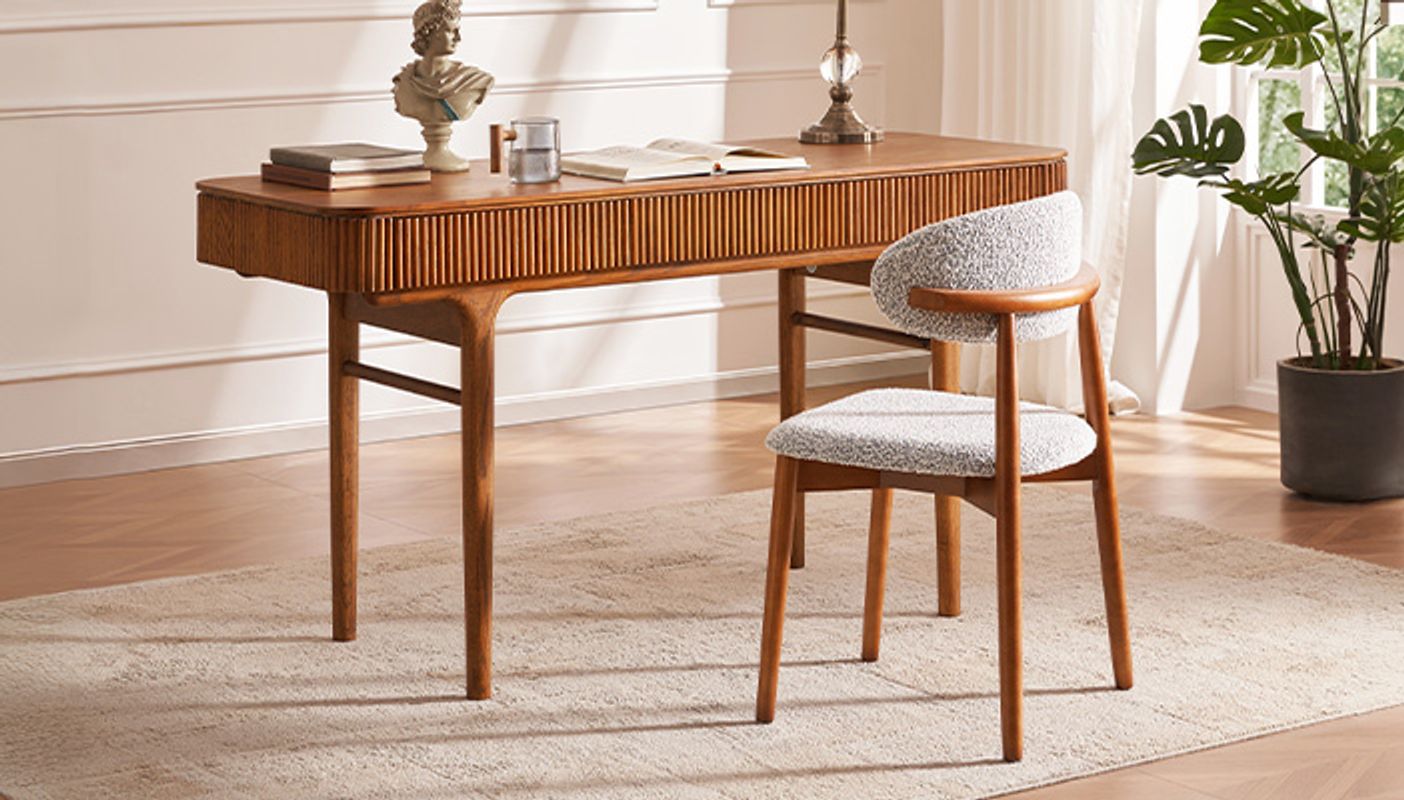 Lumina 59 inch Mid-century Modern Oak Office Desk with 3 Storage