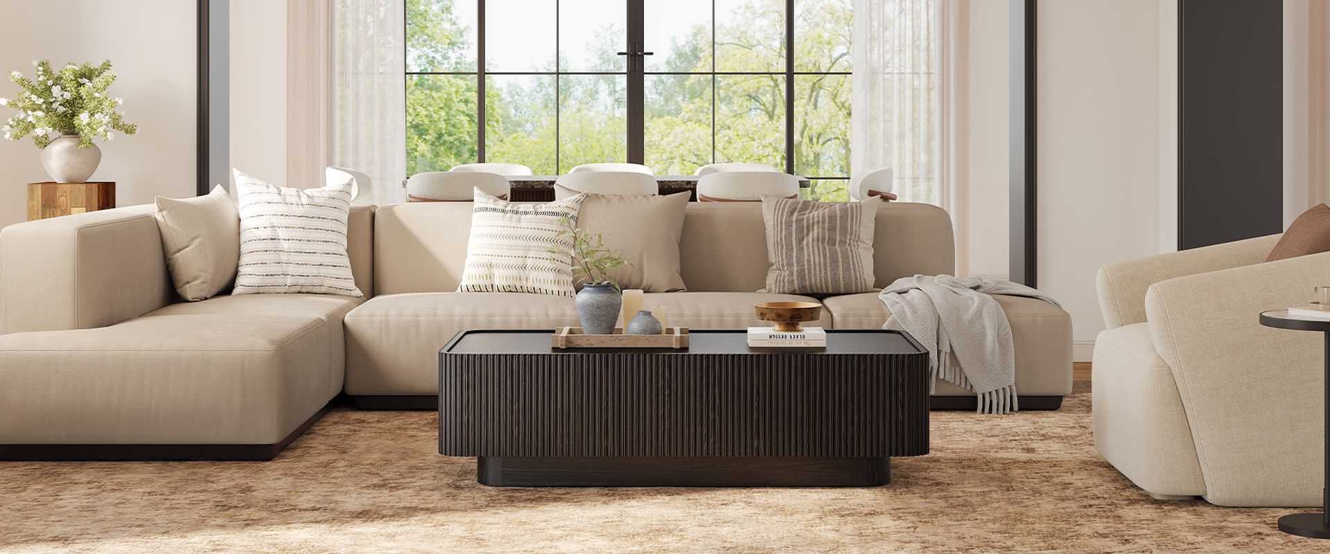 Black Fluted Coffee Table