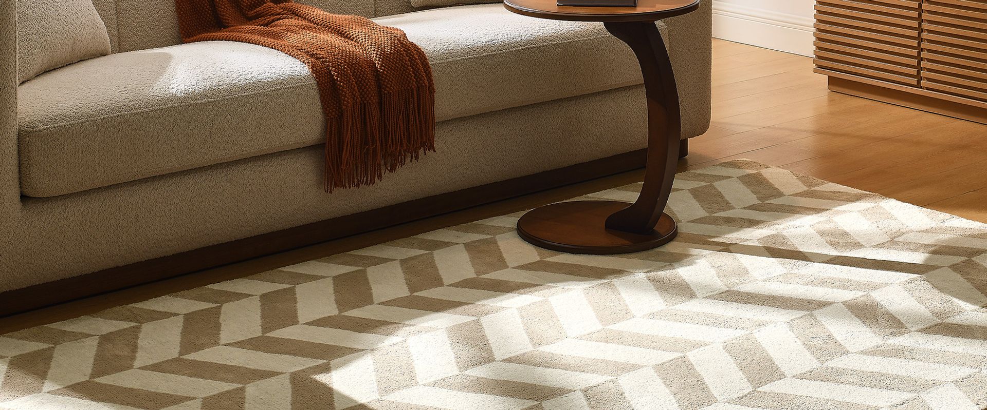 tufted performance rug blending wool and polyester