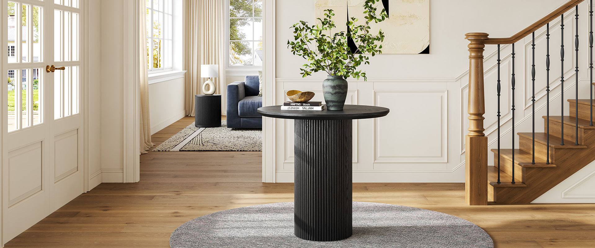 oak round dining table