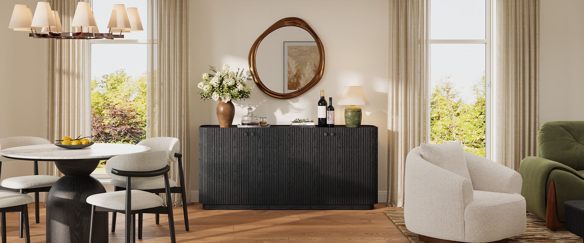 Black Oak Fluted Sideboard