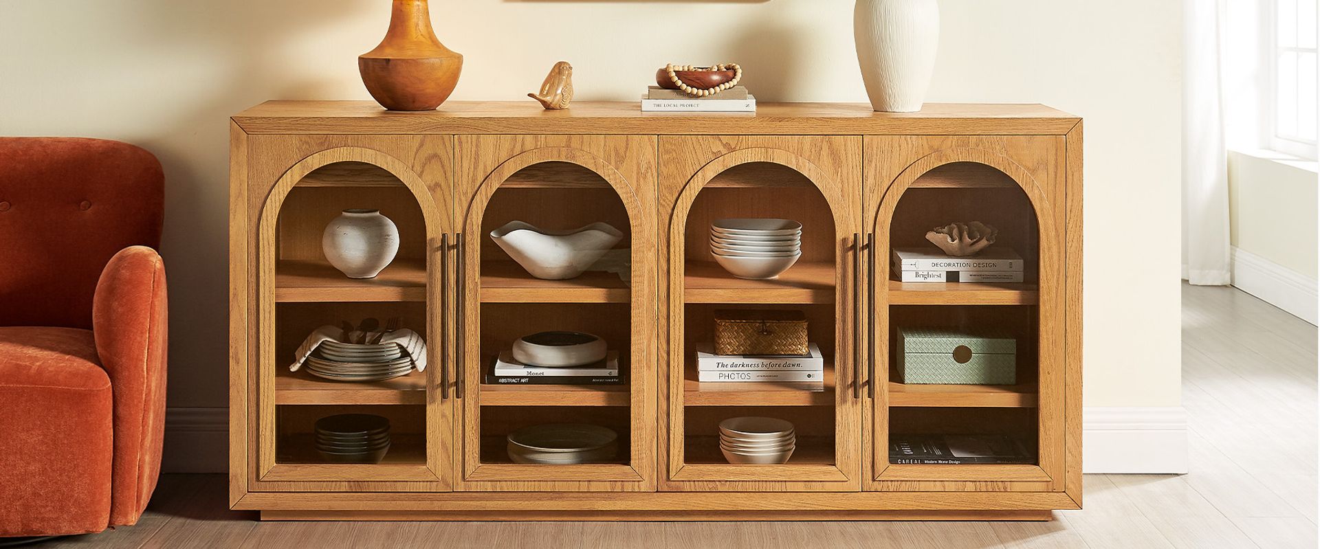 natural arched sideboard