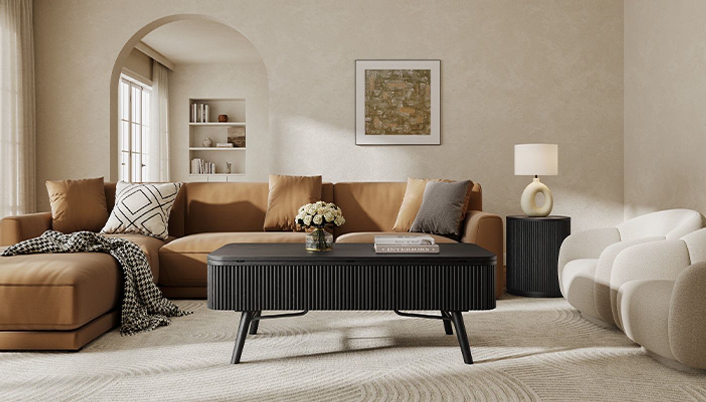 Magnus 47 inch Lift Top Wood Coffee Table - Black Table for Living