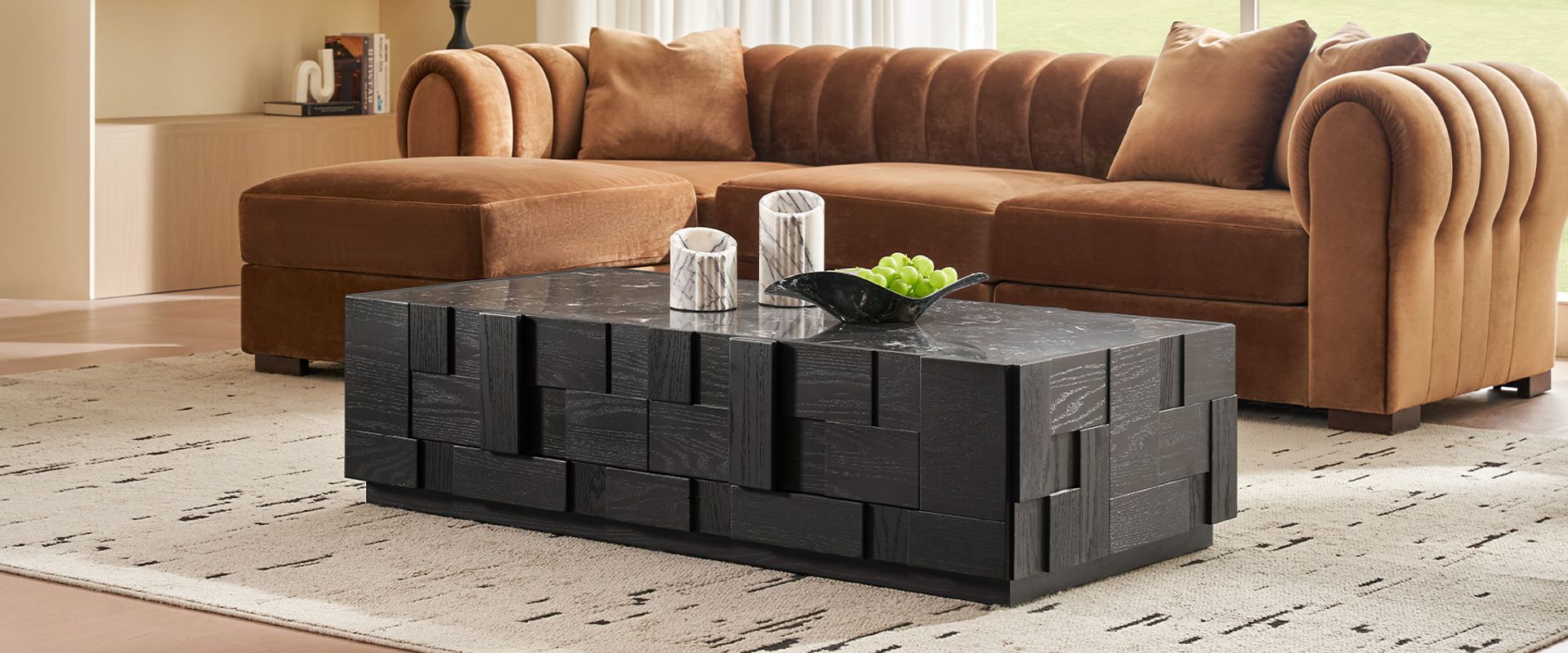 Stone Coffee Table with Drawers