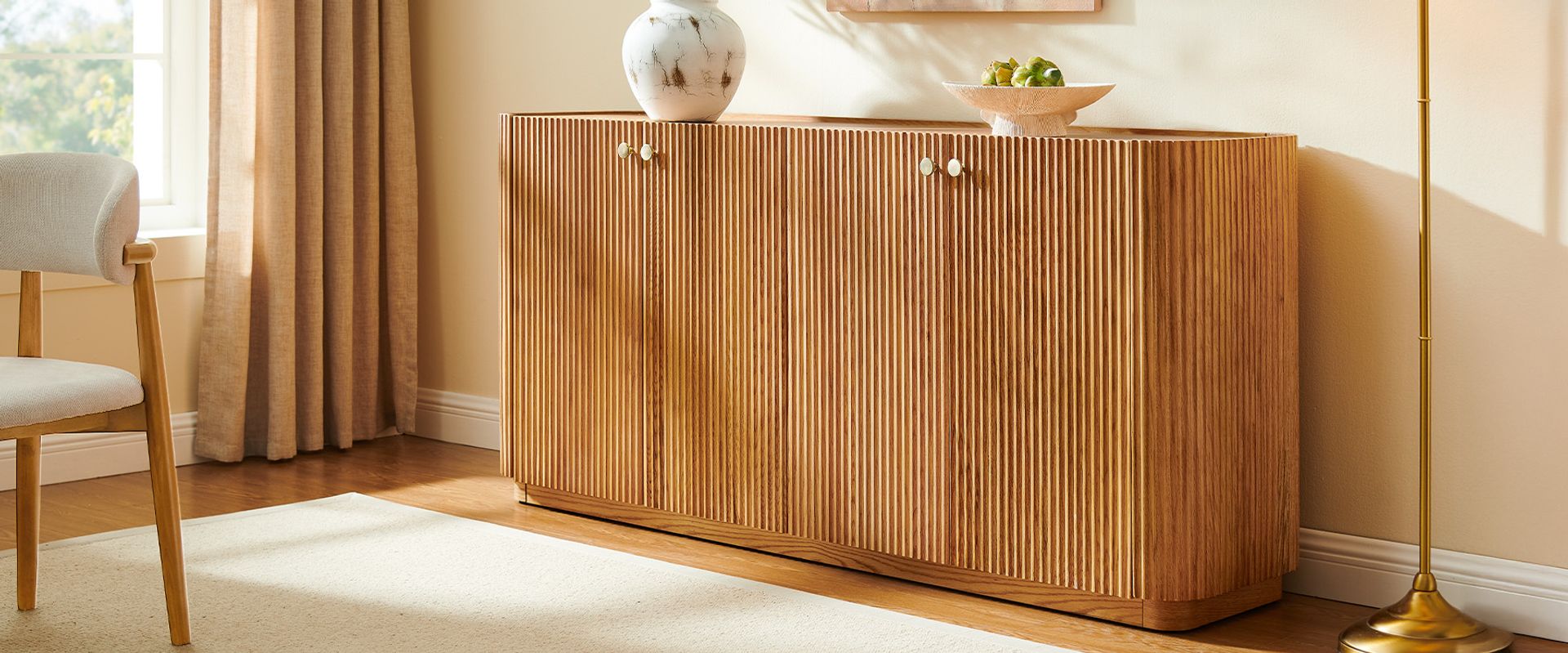 Natural Oak Fluted Sideboard