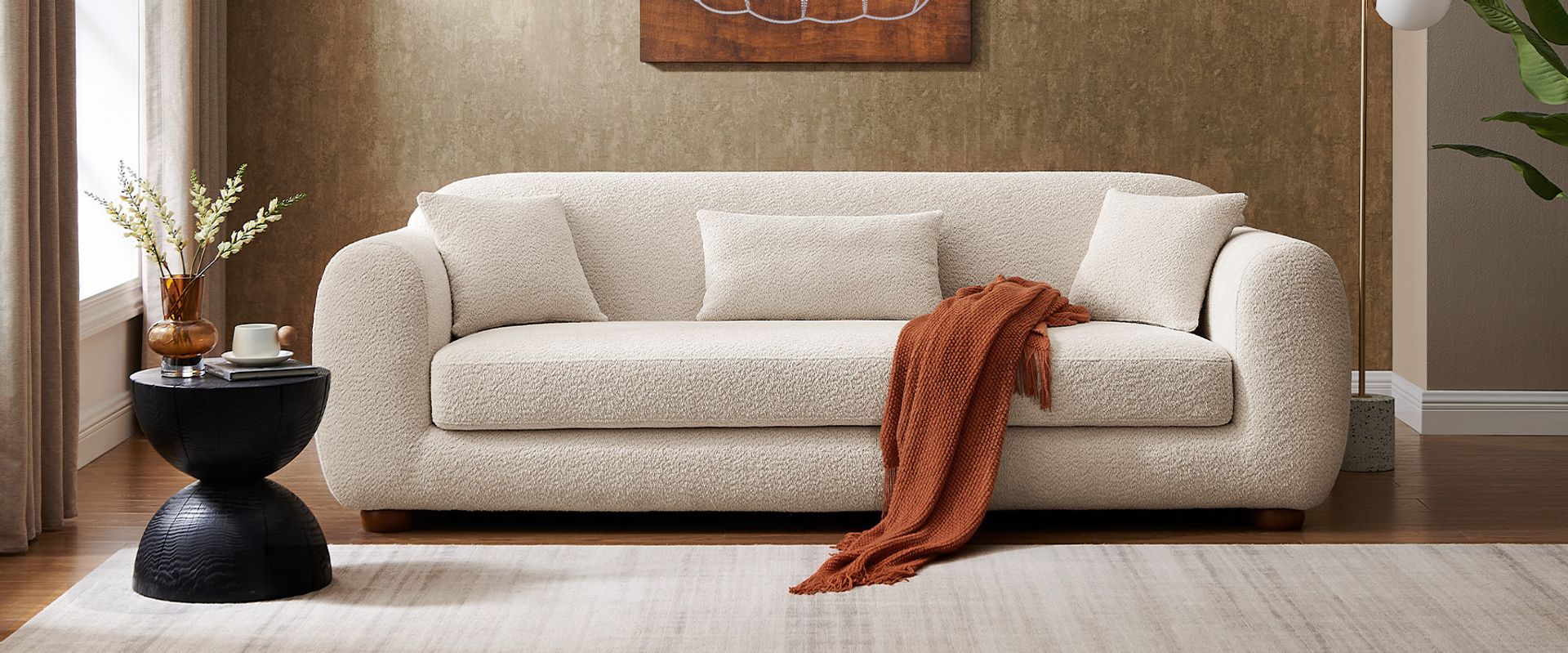 Bouclé loveseat sofa