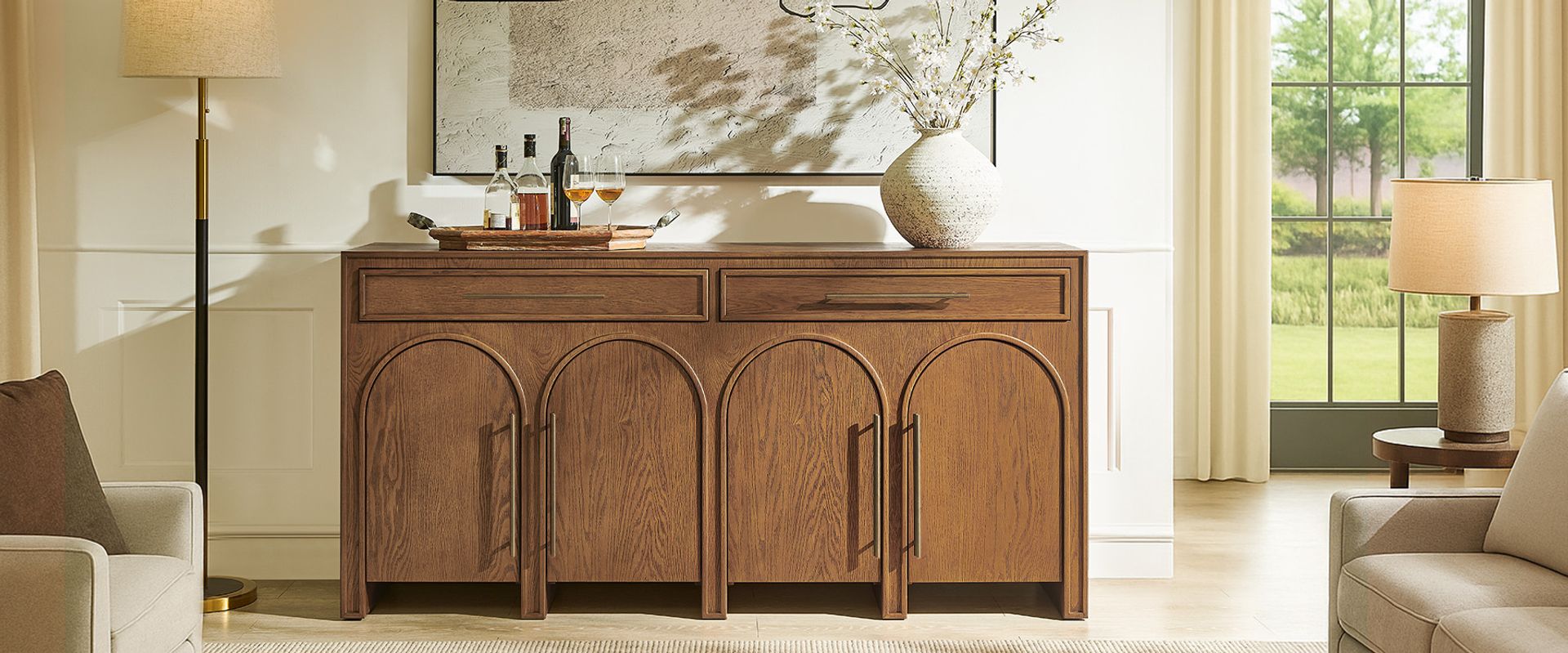 arched sideboard with drawers