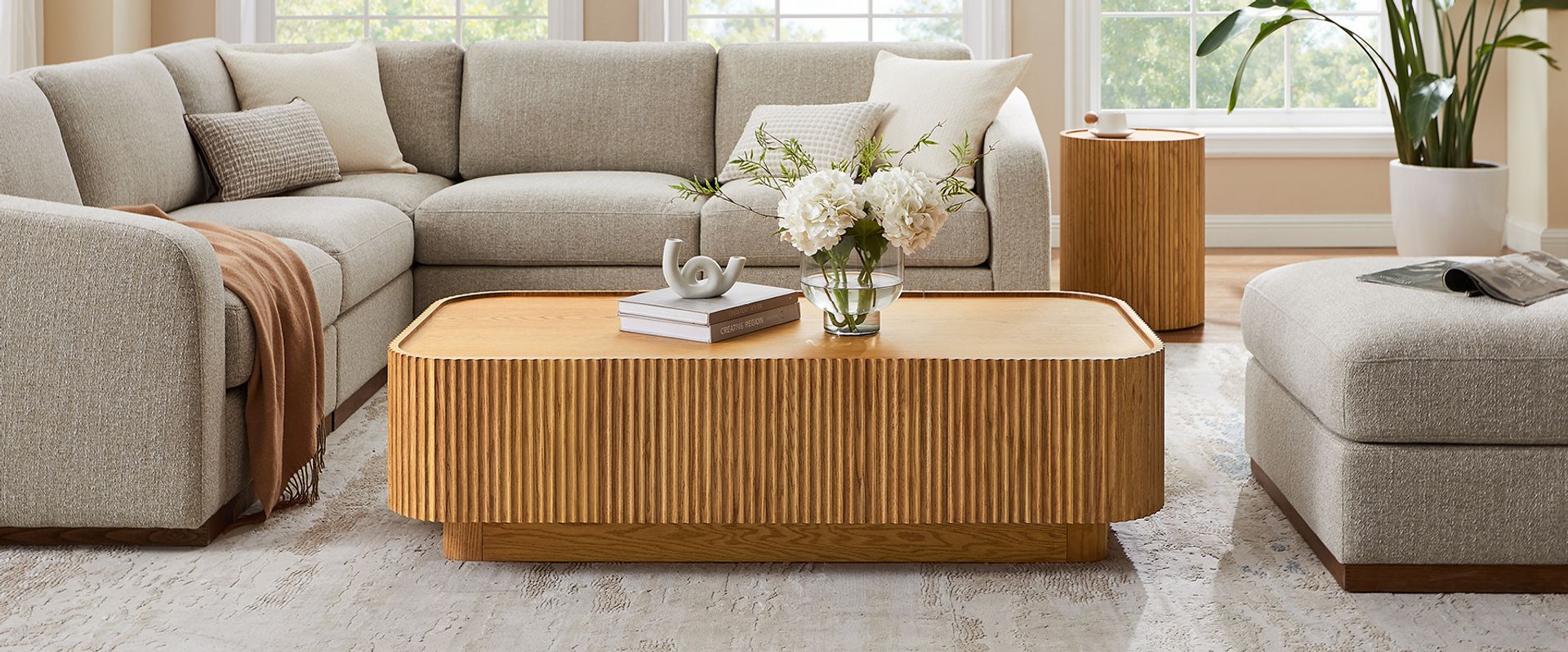 Oak Fluted Coffee Table