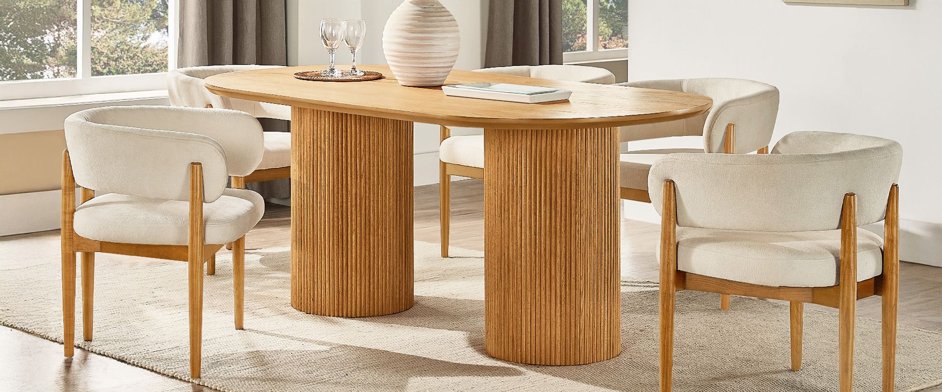 oval oak dining table