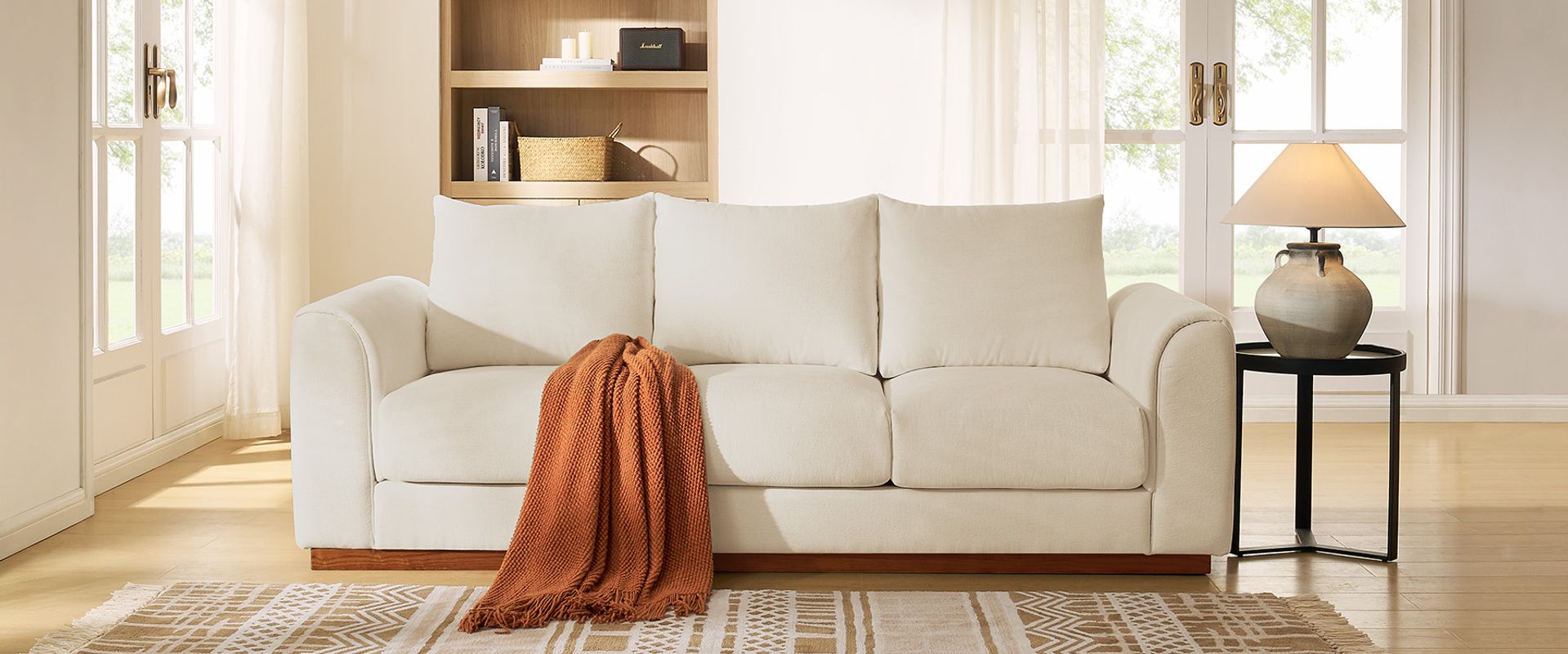 white deep seat sofa 