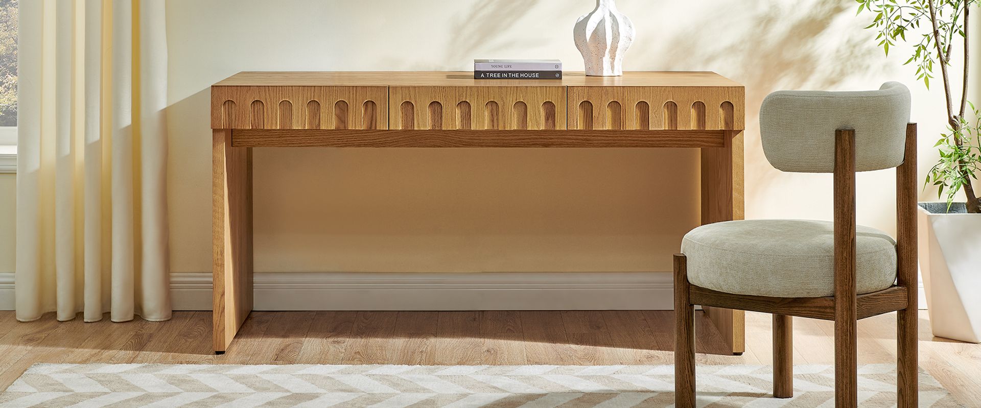 Natural home office desk for study