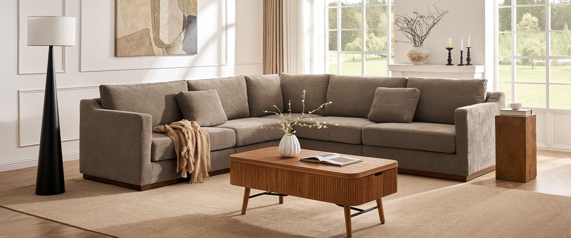 cotton fabric sectional sofa 